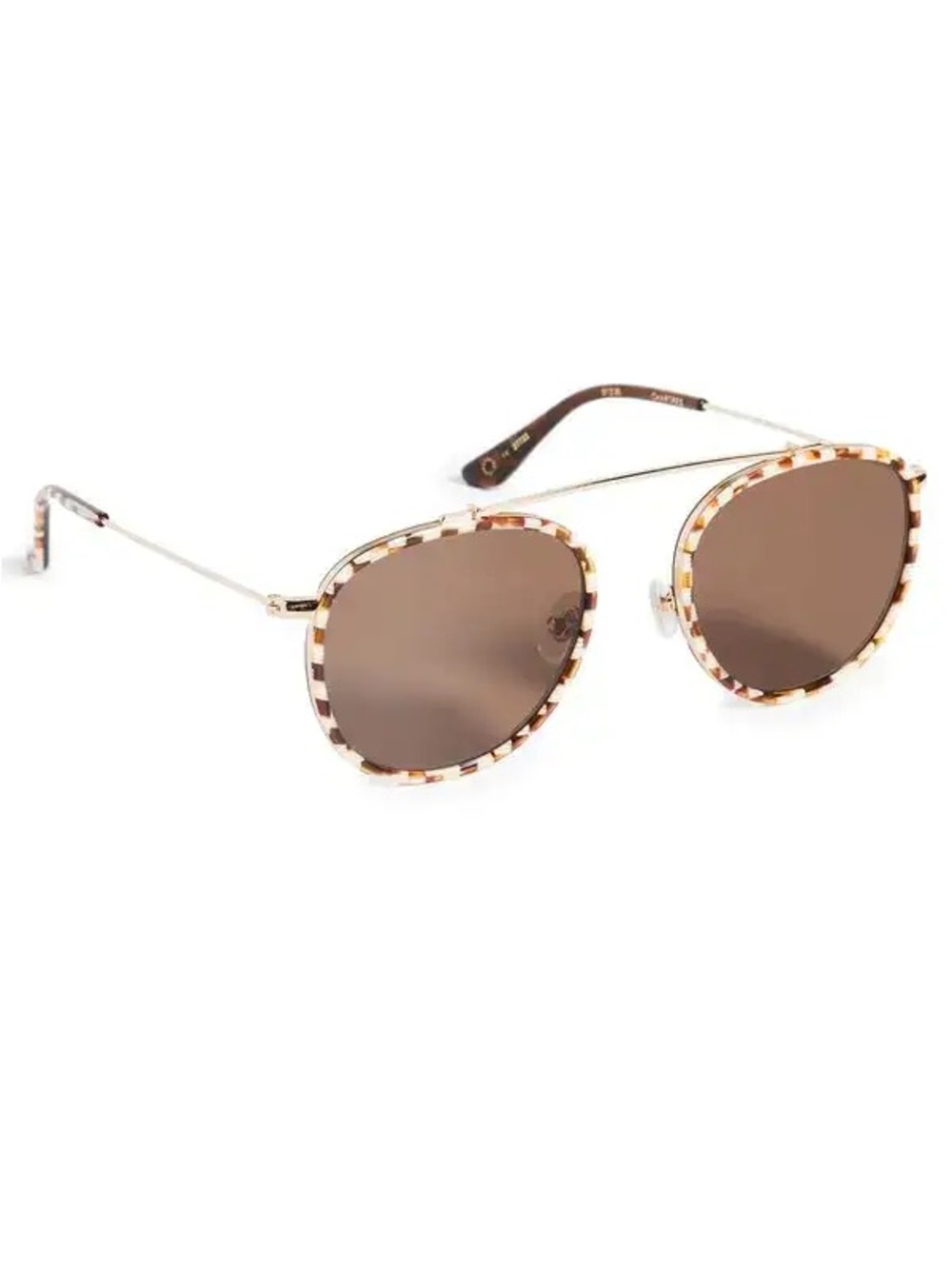 Krewe Chartres Checkered Cafe Dolce aviator Sunglasses with Brown Lenses